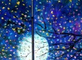 Lune bleue Flux d’arbres Flyfies décor de jardin paysage art mural nature paysage détail texture